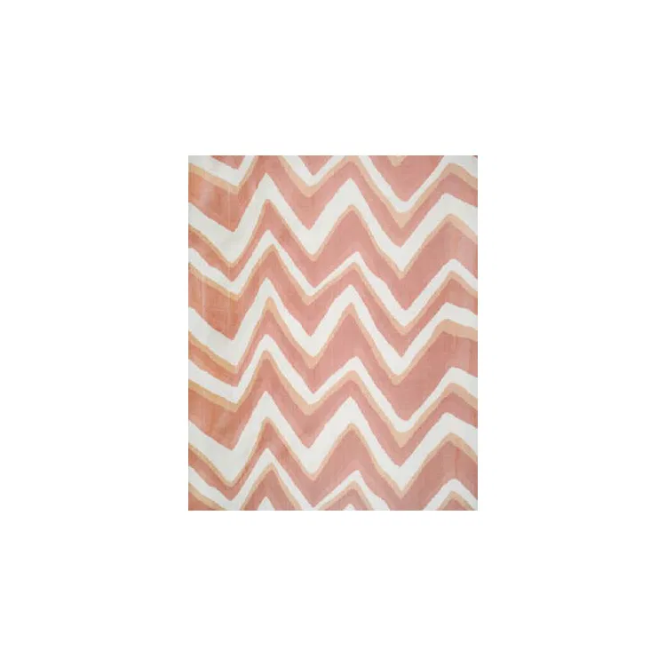 Brunschwig & Fils Chevron Bar Silk Warp Print Coral Fabric