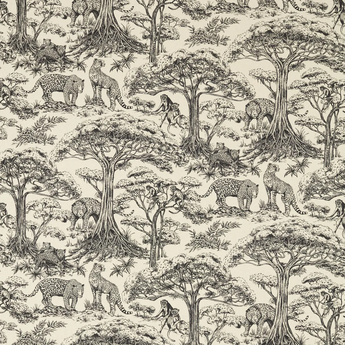 Clarke & Clarke Kisumu Noir/Linen Fabric