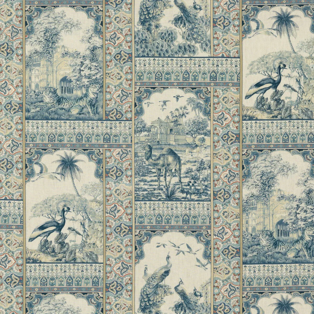 GP & J Baker Indienne Toile Red/Blue Fabric