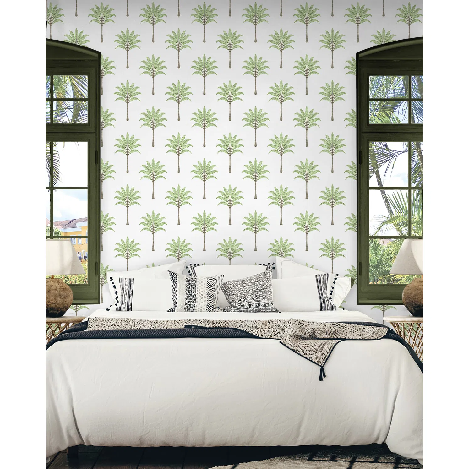 Harry & Grace Peel & Stick Montgomery Palm Green Tea Wallpaper