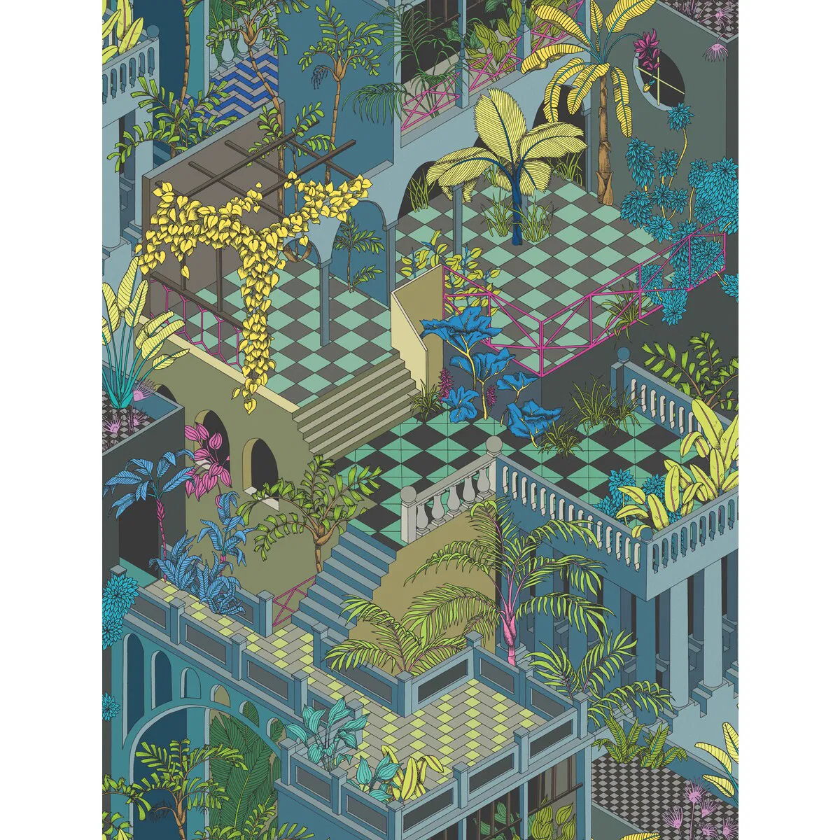 Cole & Son Miami Petrol Multi Fabric