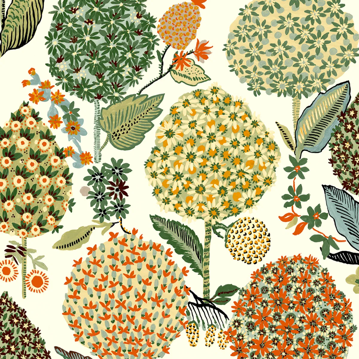 NextWall Peel & Stick Blooming Bulbs Melon & Spruce Wallpaper