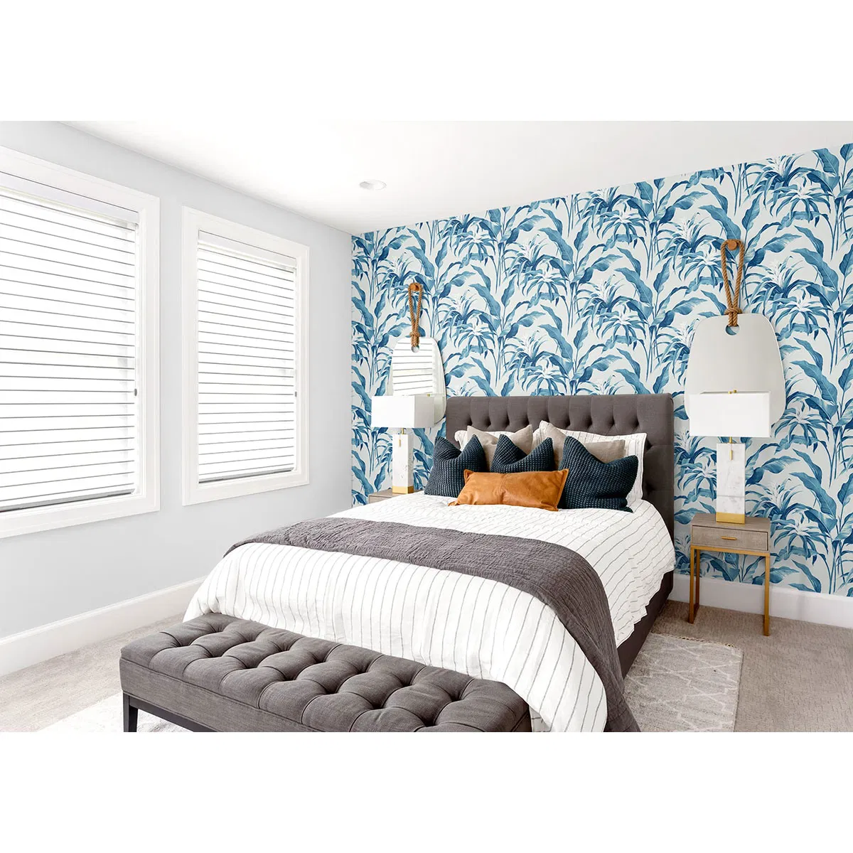Stacy Garcia Home Peel & Stick Palma Blue Lagoon & Grey Wallpaper