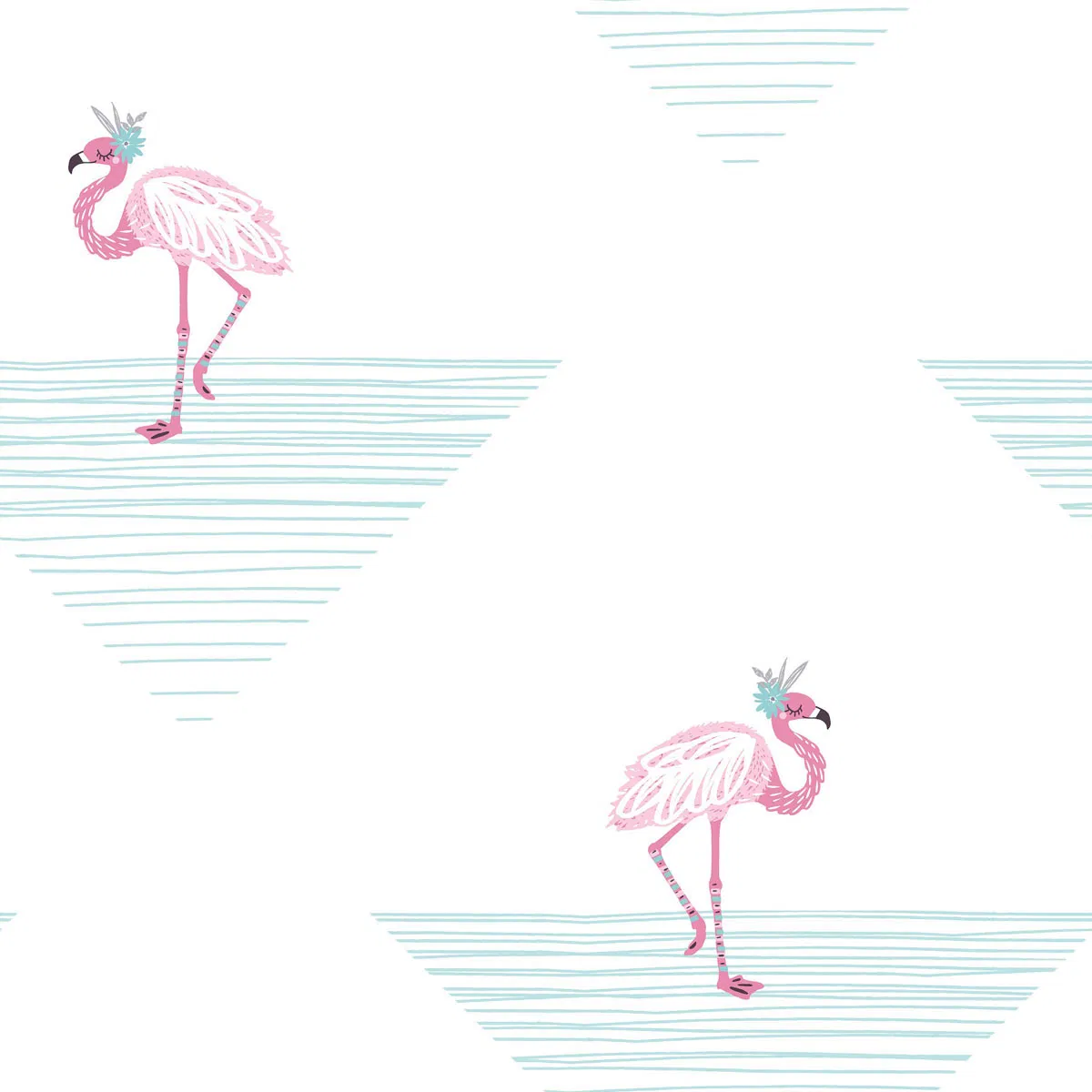 Seabrook Designs Dancing Flamingo Fuchsia & Teal Wallpaper