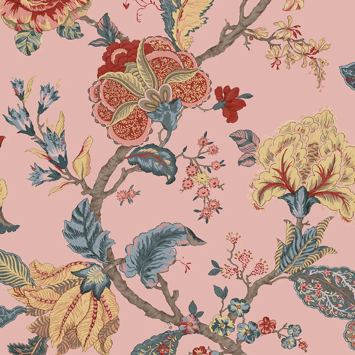 Seabrook Designs Lana Jacobean Blush Prepasted Wallpaper