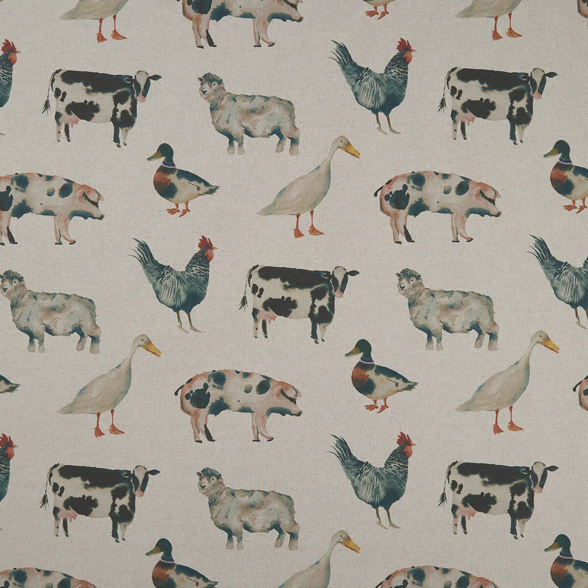 Clarke & Clarke On The Farm Linen Fabric