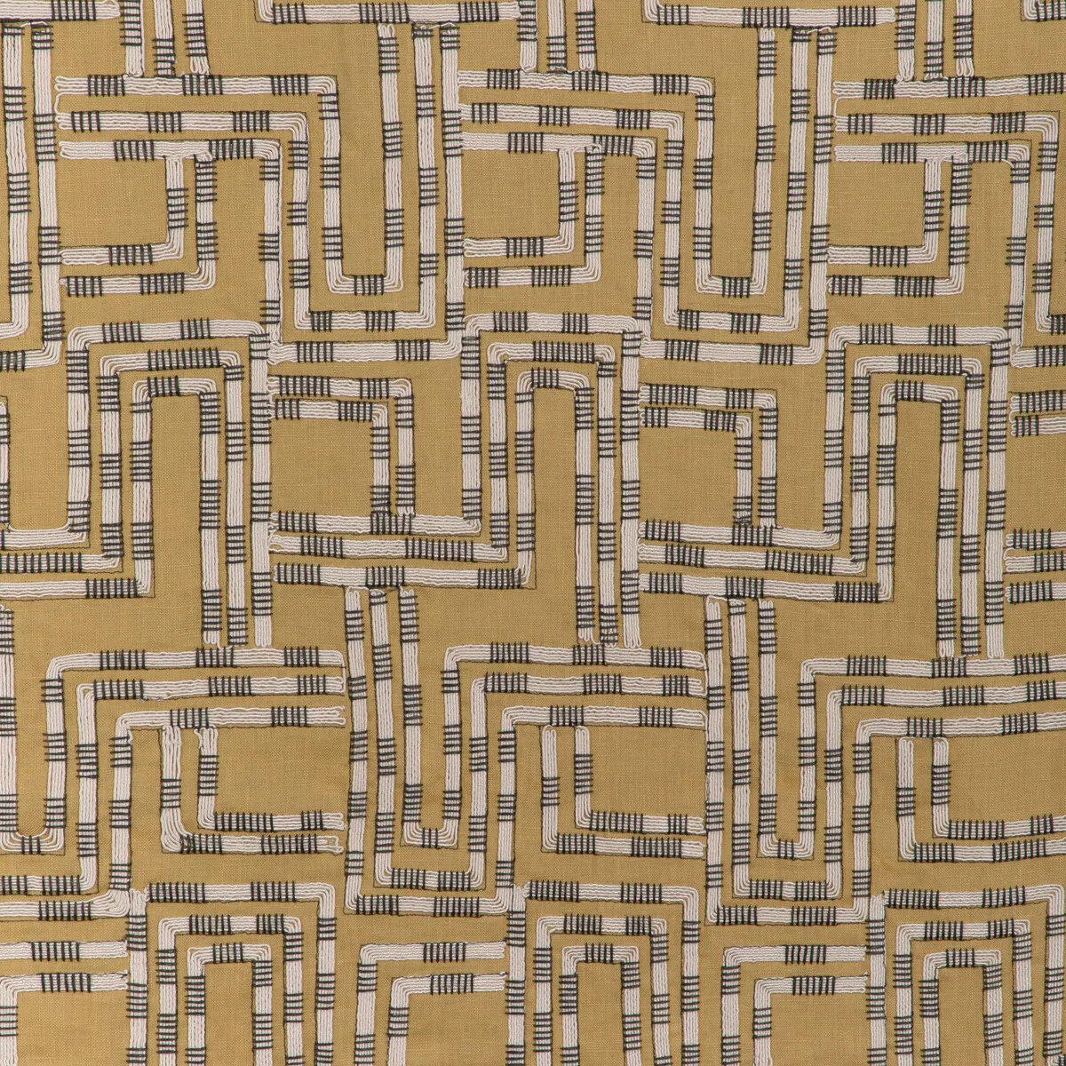 Lee Jofa Modern Circuit Embroidery Ochre Fabric