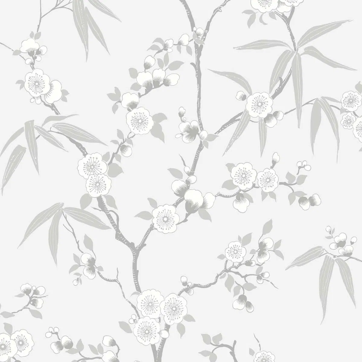 Seabrook Designs Floral Blossom Trail Soft Grey Wallpaper