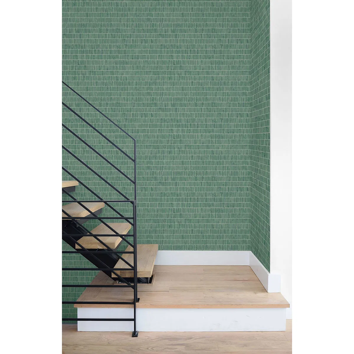 Seabrook Designs Blue Grass Band Banana Leaf Wallpaper