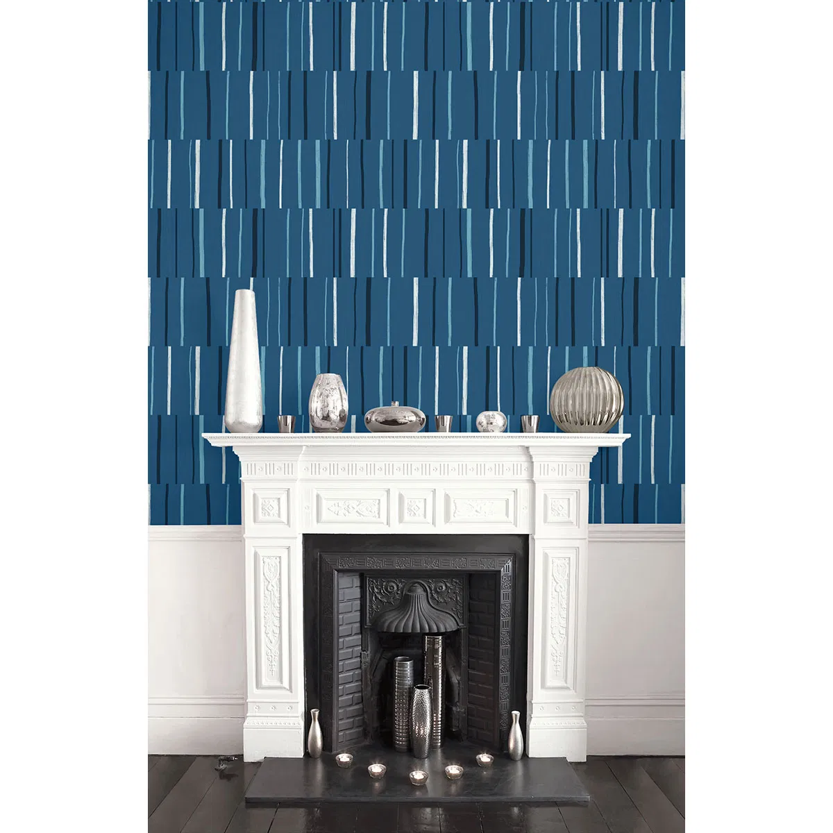 Seabrook Designs Block Lines Blueberry/Midnight/Blue Skies Wallpaper