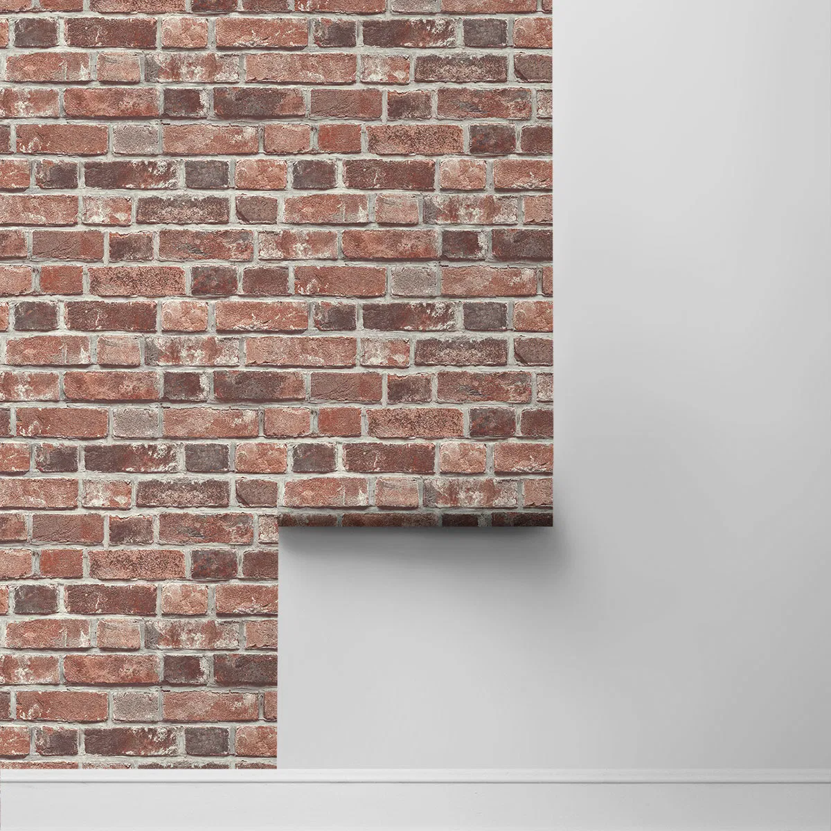 Seabrook Designs Faux Red Brick Red & Charcoal Prepasted Wallpaper