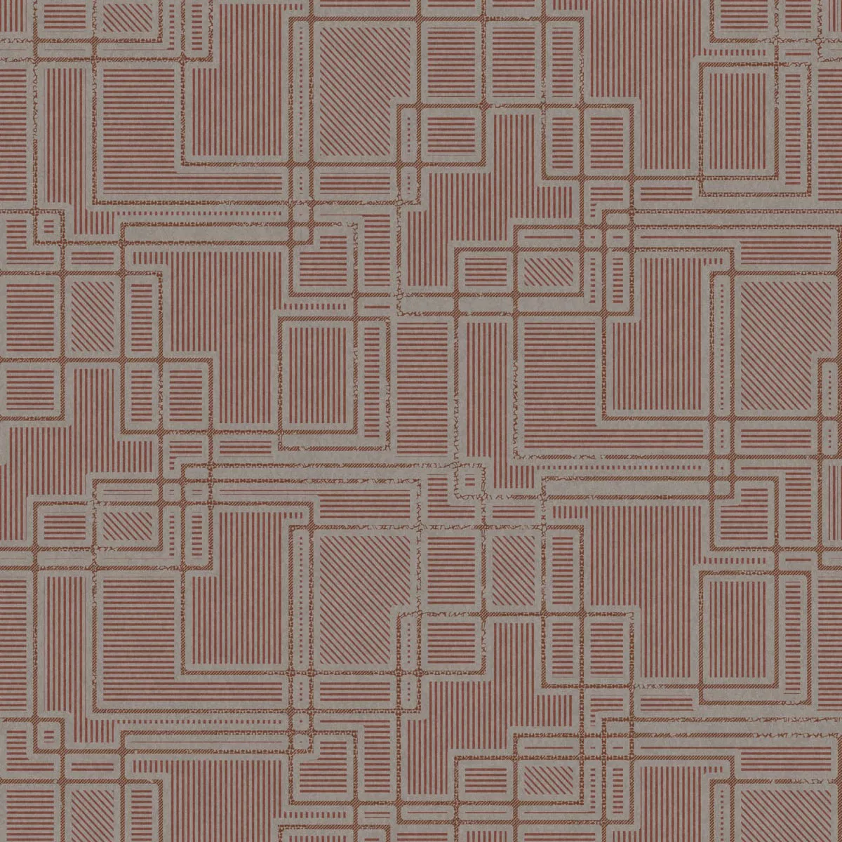Seabrook Designs Bauhaus Cityscape Burgundy & Graphite Wallpaper