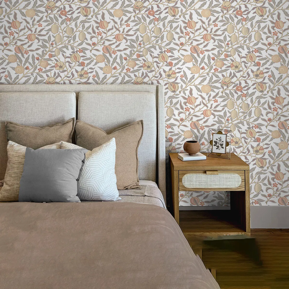NextWall Peel & Stick Pomegranate Daydream Grey & Melon Wallpaper