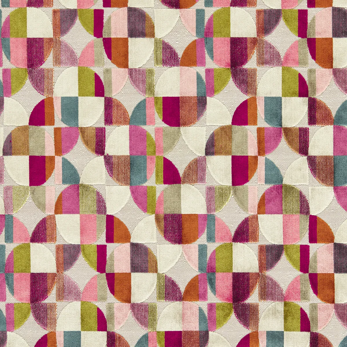 Clarke & Clarke Delaunay Magenta Peacock Fabric