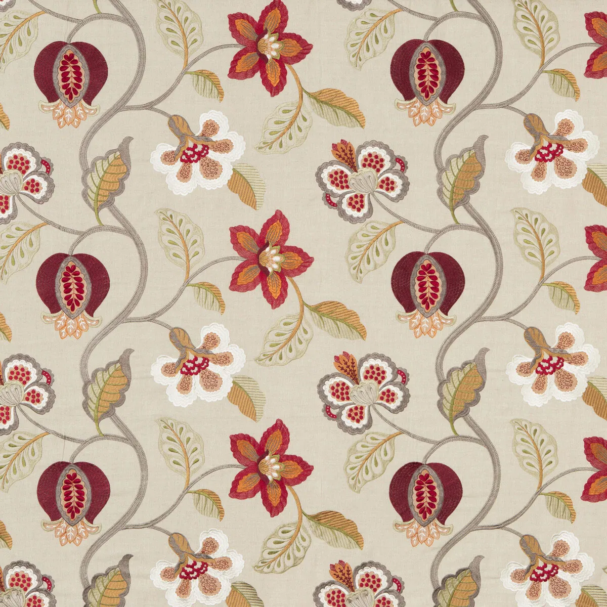 GP & J Baker Elvaston Red/Ivory Fabric