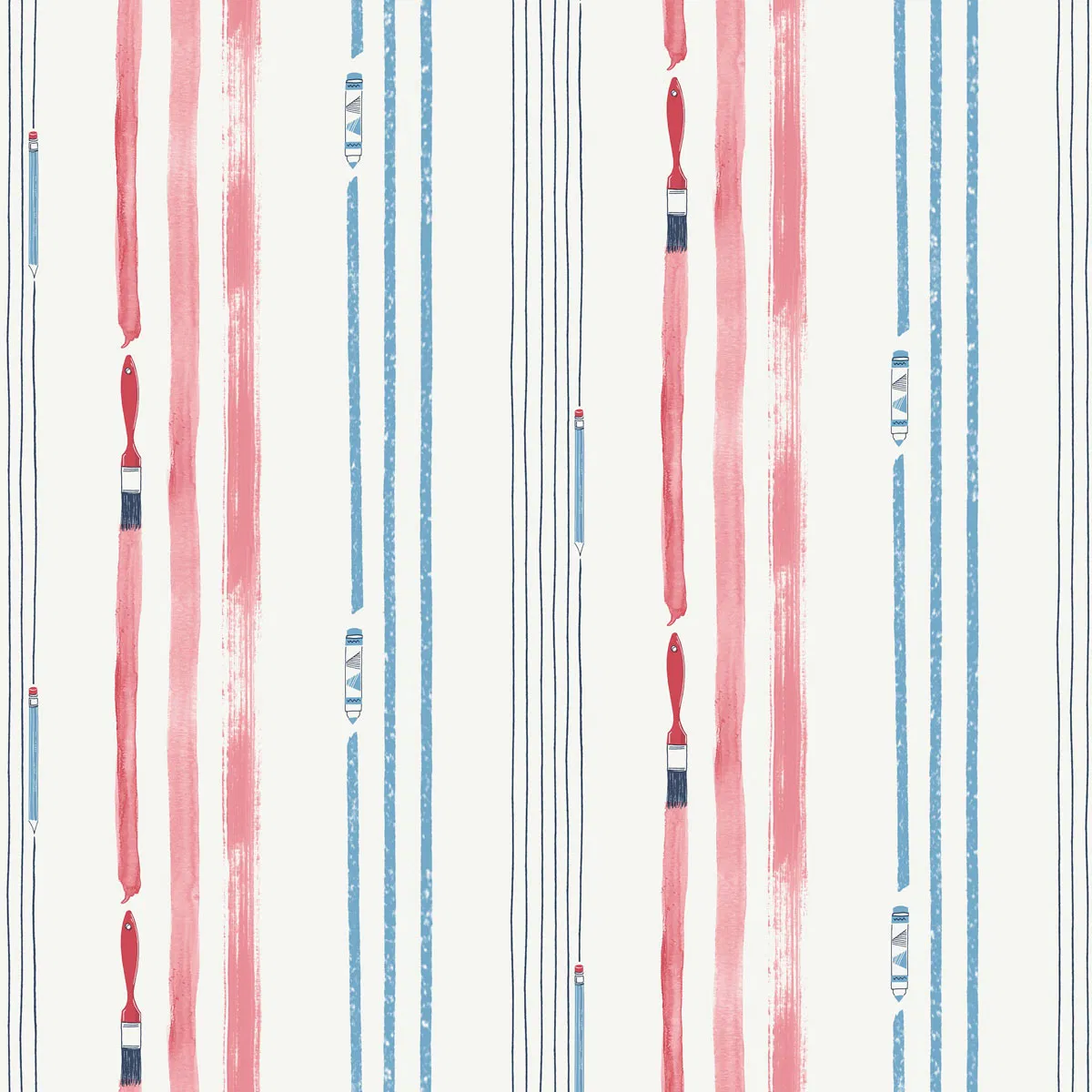 Seabrook Designs Outside the Lines Fuchsia & Sky Blue Wallpaper