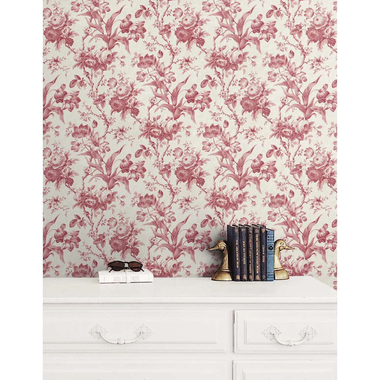 Seabrook Designs En Rose Cranberry Wallpaper