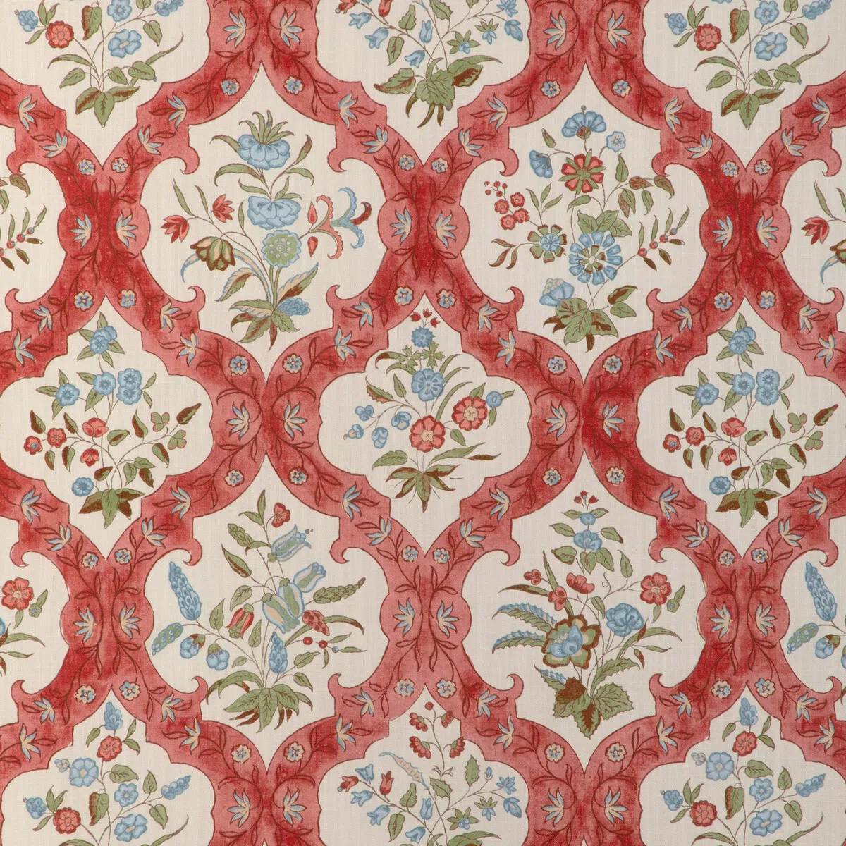 Brunschwig & Fils Ventoux Print Red/Blue Fabric