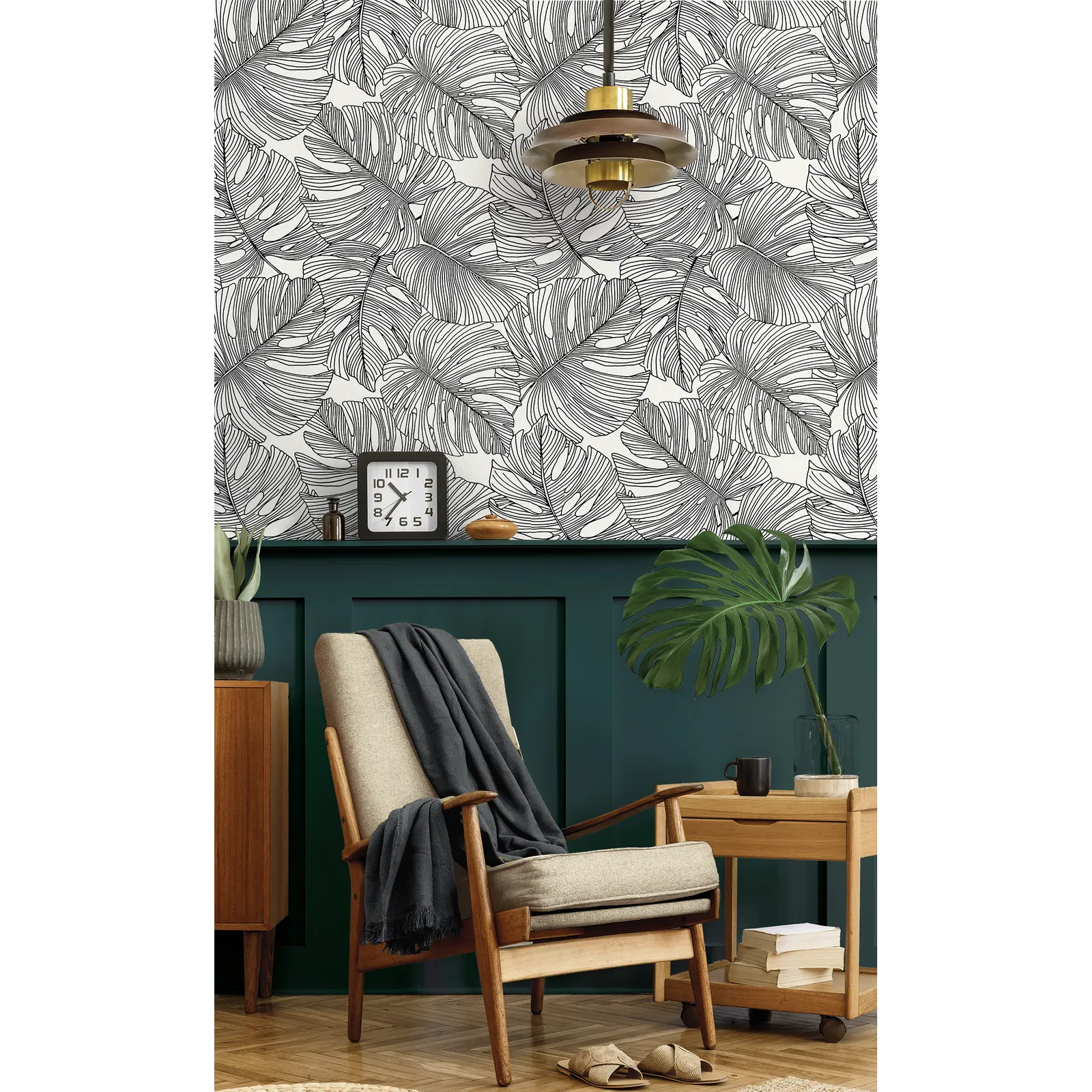 Seabrook Designs Tarra Monstera Leaf Contrasto Wallpaper