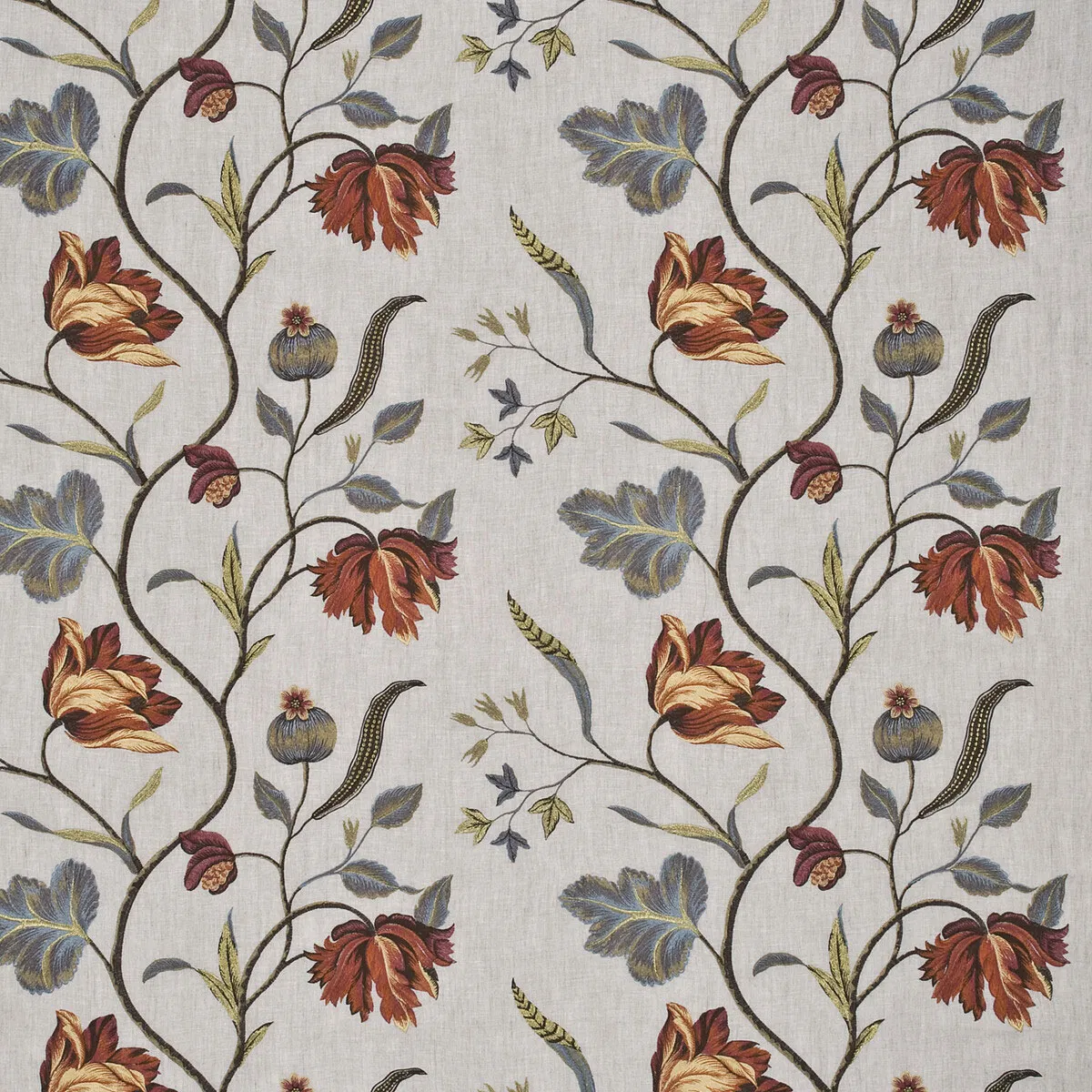 GP & J Baker Tulip Tree Linen Pimento Fabric