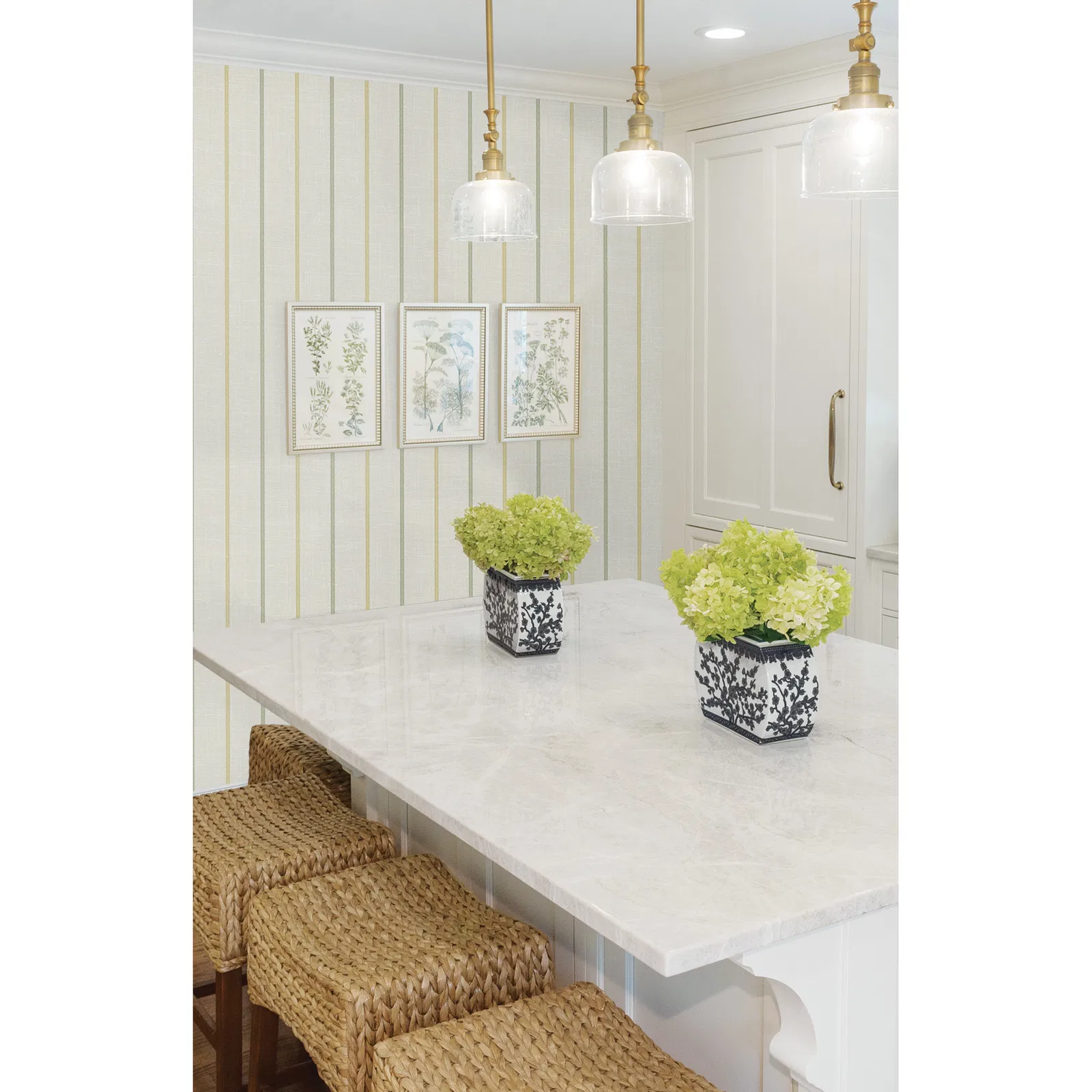 Seabrook Designs Andree Stripe Dandelion & Pomme Wallpaper