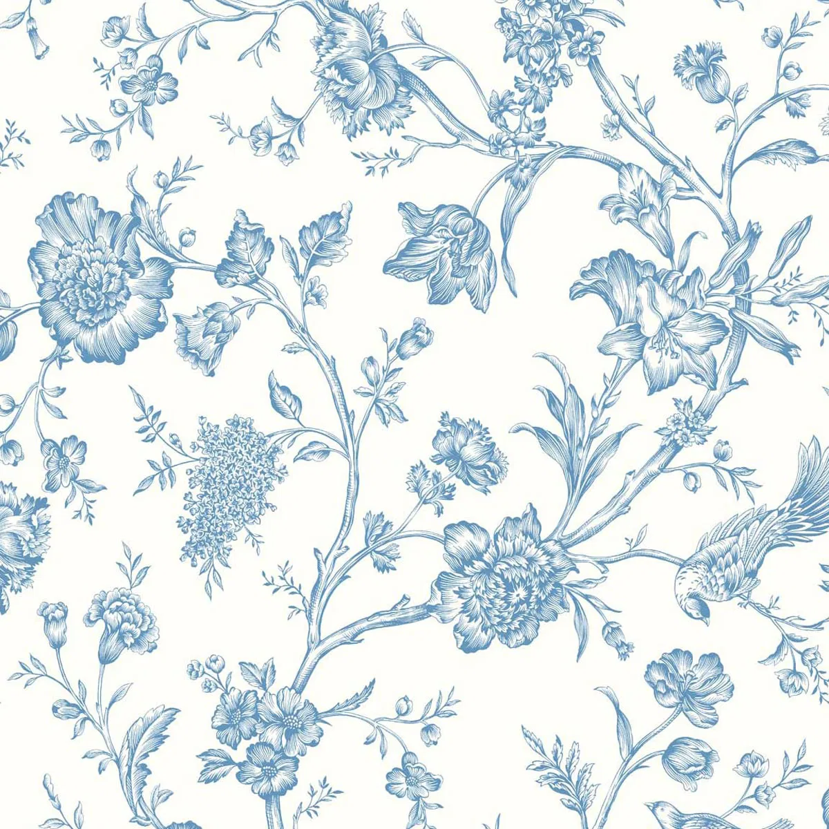 NextWall Peel & Stick Jasmine Chinoiserie Carolina Blue Wallpaper