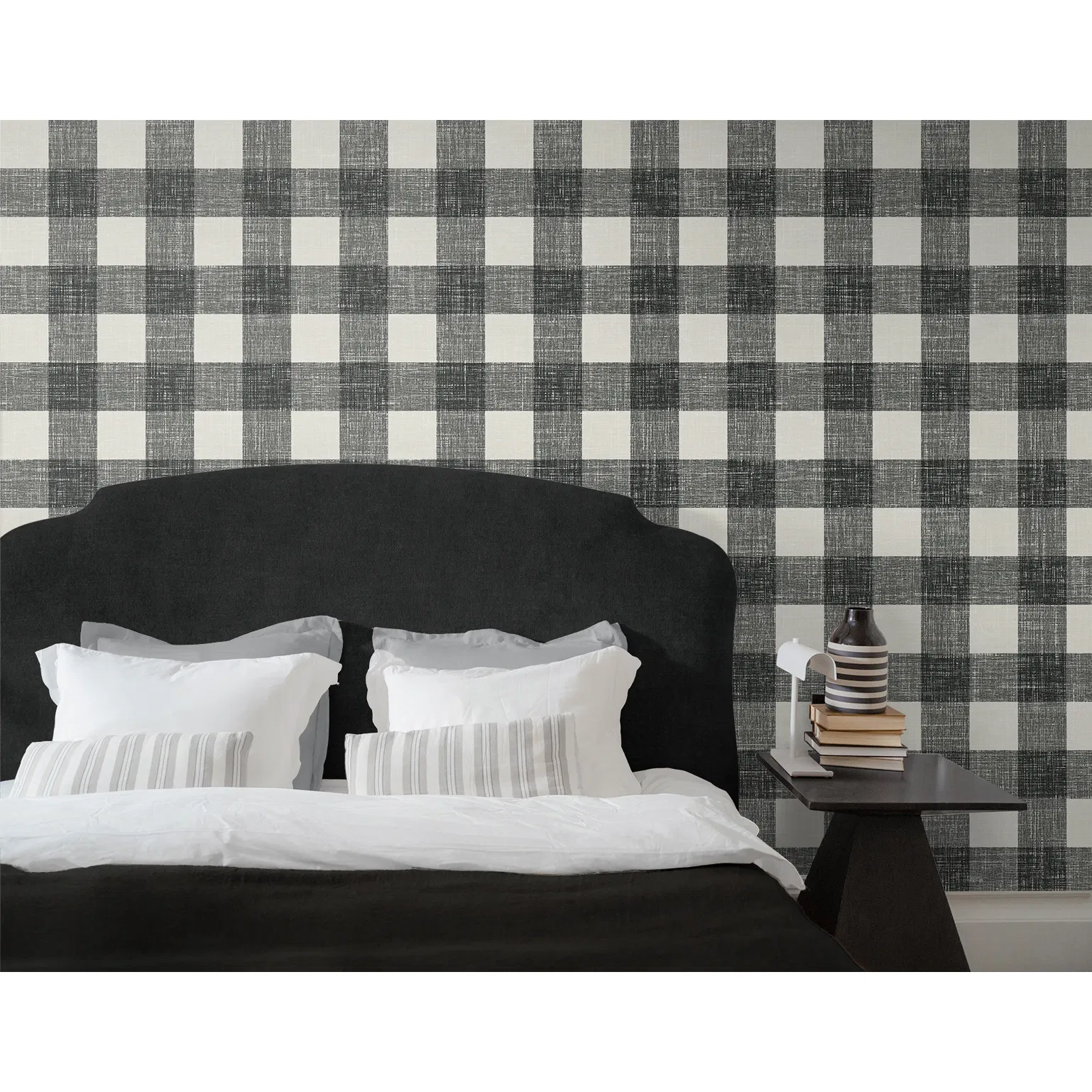 Seabrook Designs Bebe Gingham Poppy Seed Wallpaper