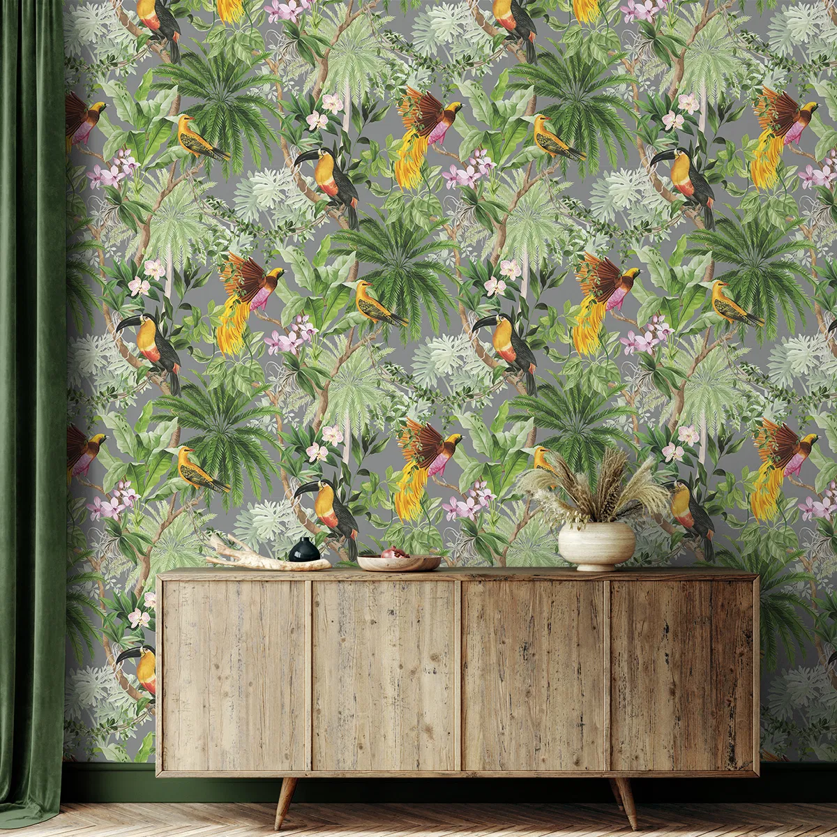 4265-harry-grace-peel-stick-tropical-bird-grey-wallpaper-1.webp