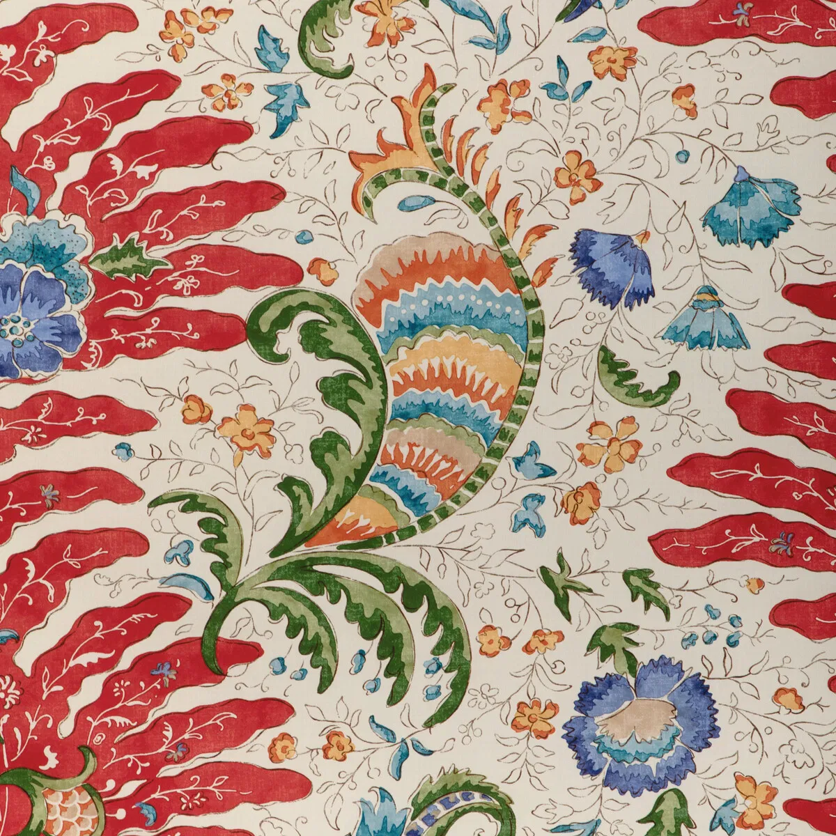 Brunschwig & Fils Riviere Print Red Fabric