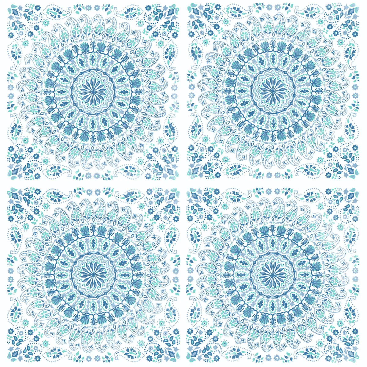 NextWall Peel & Stick Mandala Teal & Blue Wallpaper