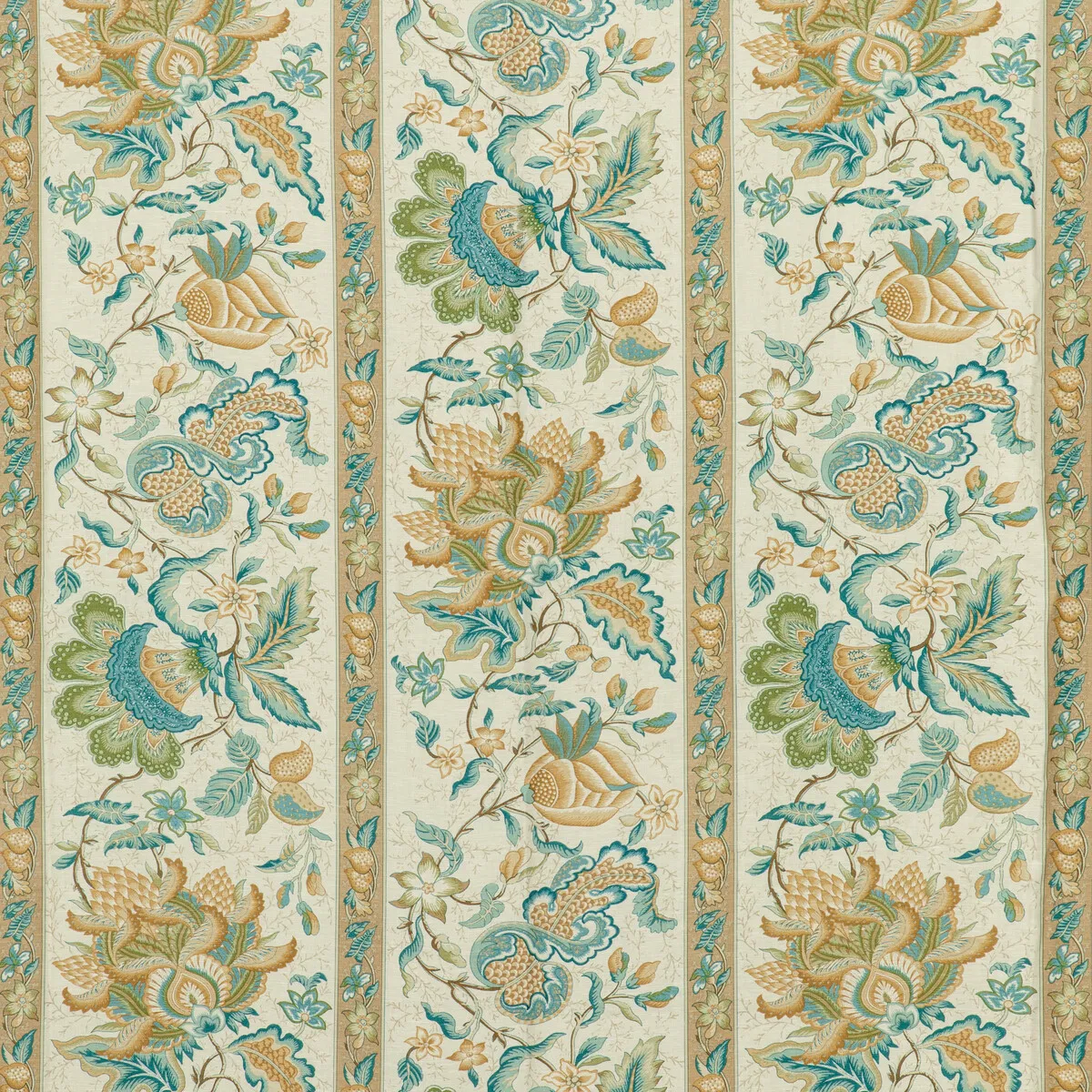 Brunschwig & Fils Montflours Print Aqua Fabric