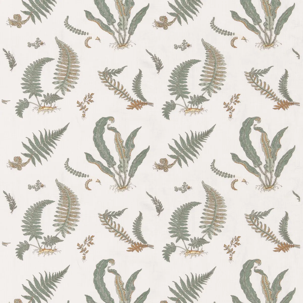 GP & J Baker Ferns Embroidery Verdigris Fabric