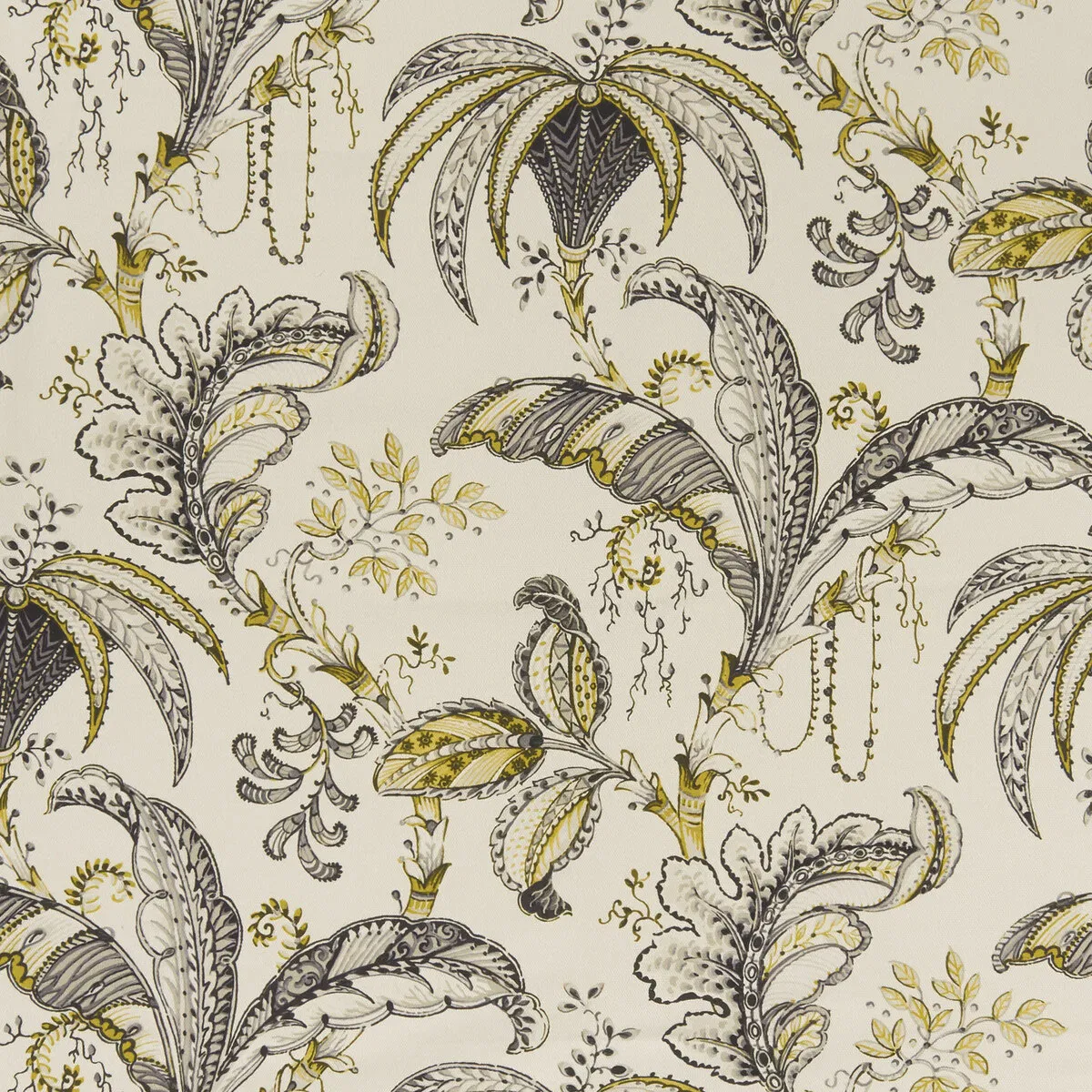 Clarke & Clarke Ophelia Charcoal/Ochre Fabric