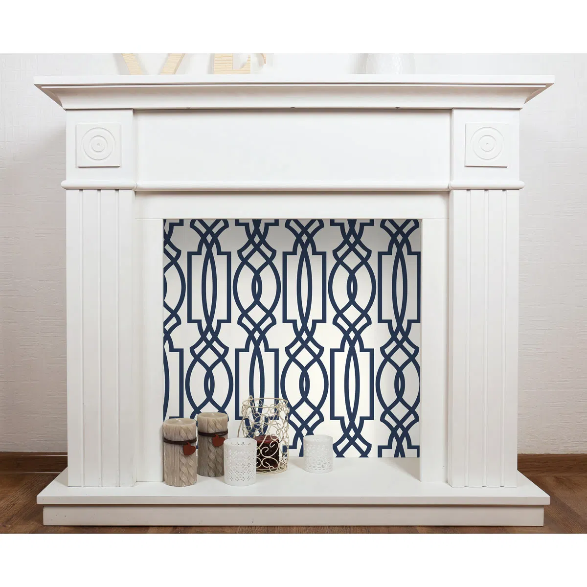 NextWall Peel & Stick Deco Lattice Navy & White Wallpaper