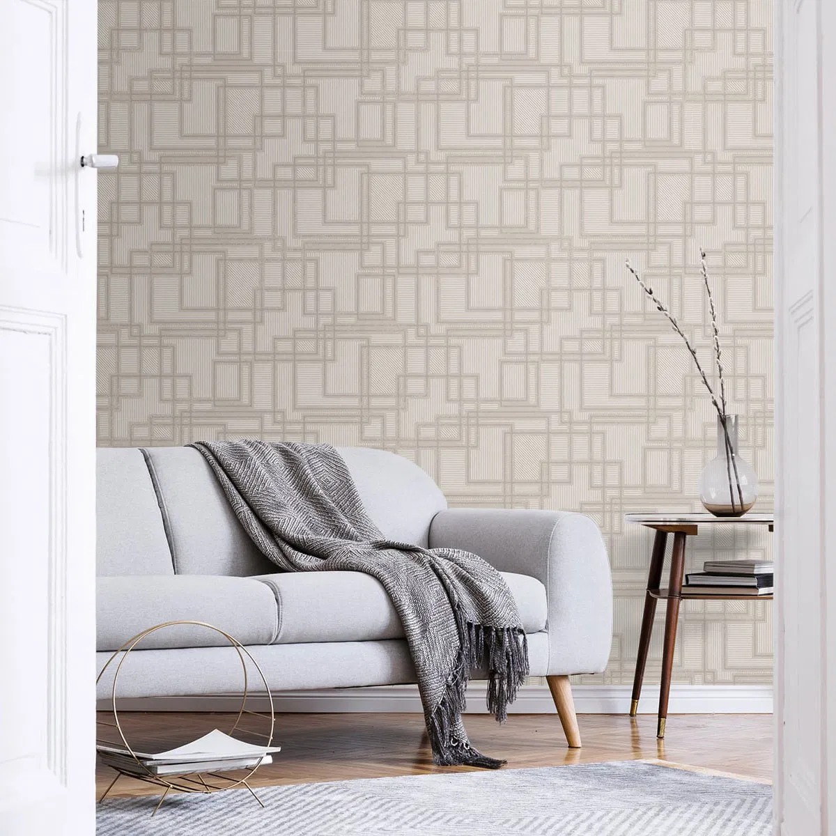 Seabrook Designs Bauhaus Cityscape Laurent Grey Wallpaper