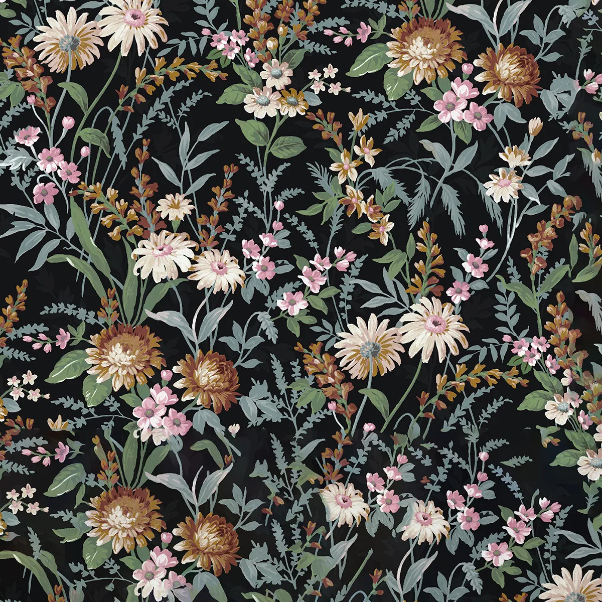 NextWall Peel & Stick Vintage Floral Onyx Wallpaper