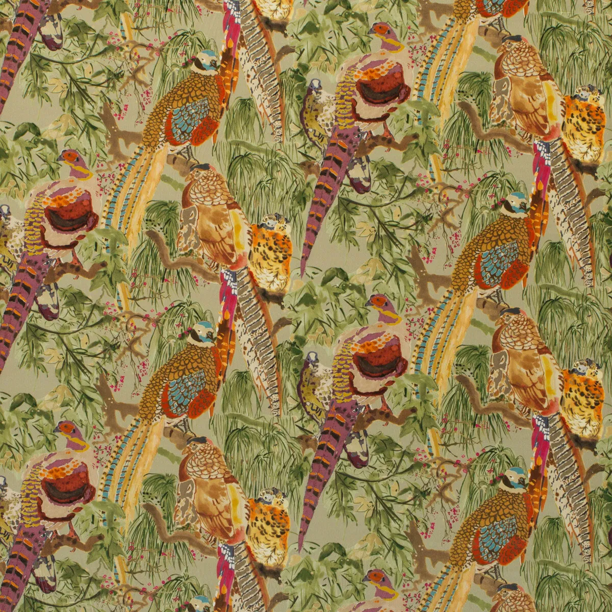 Mulberry Game Birds Velvet Fig/Multi Fabric