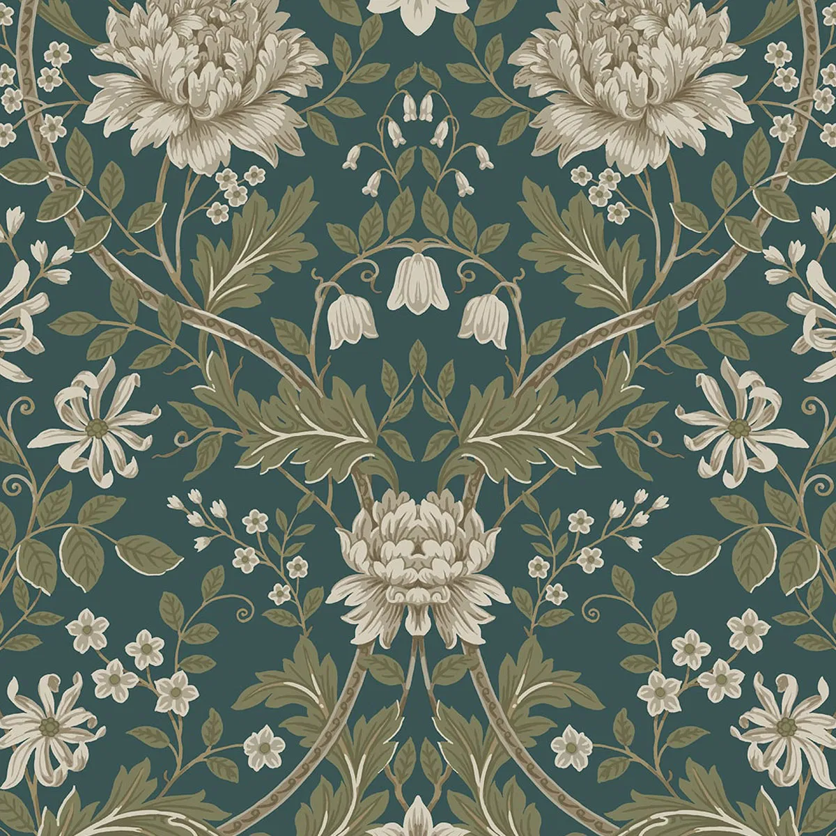 NextWall Peel & Stick Honeysuckle Trail Teal & Moss Green Wallpaper