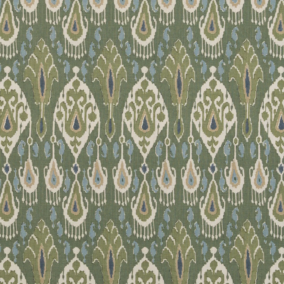 GP & J Baker Ikat Bokhara Linen Emerald Fabric