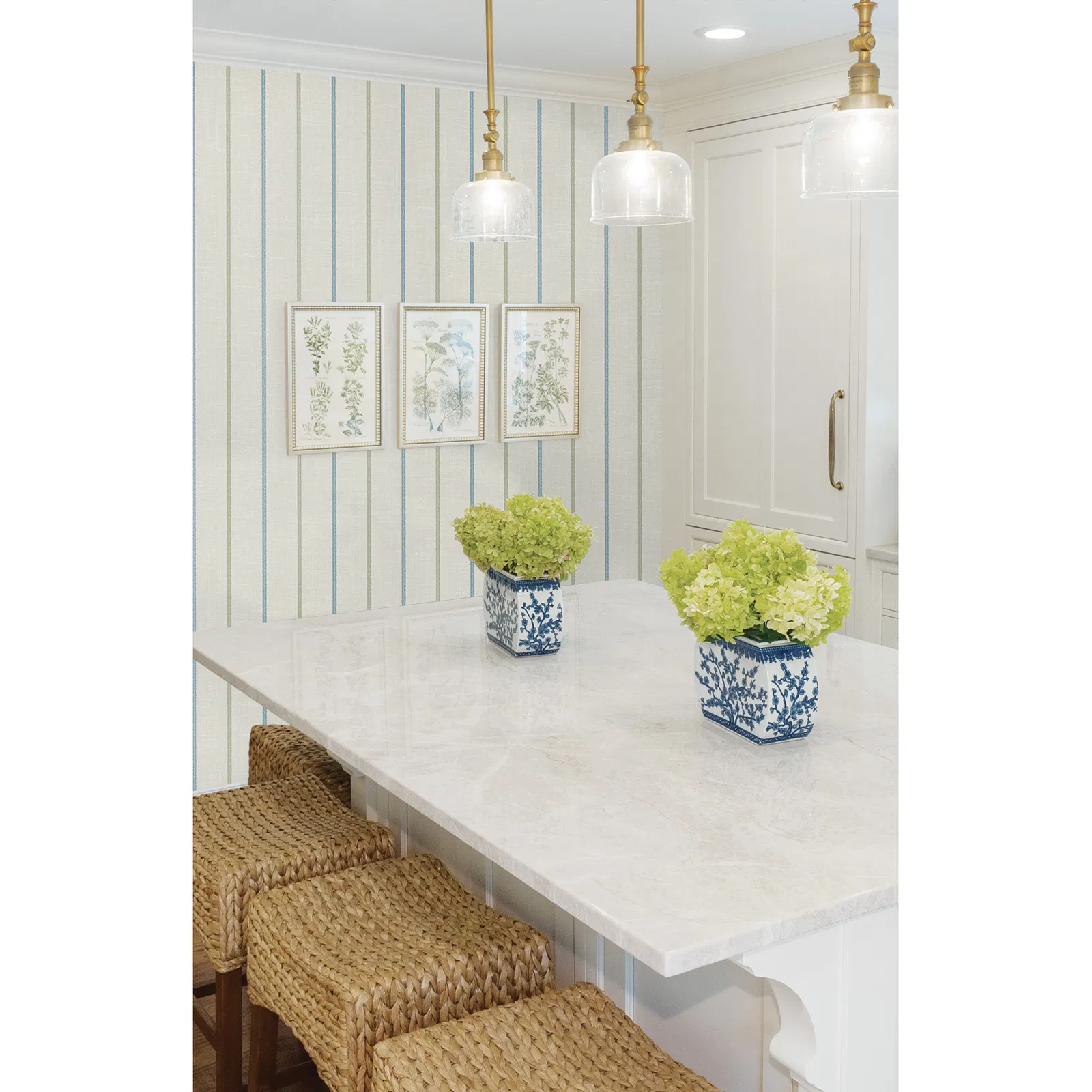 Seabrook Designs Andree Stripe French Blue & Pomme Wallpaper