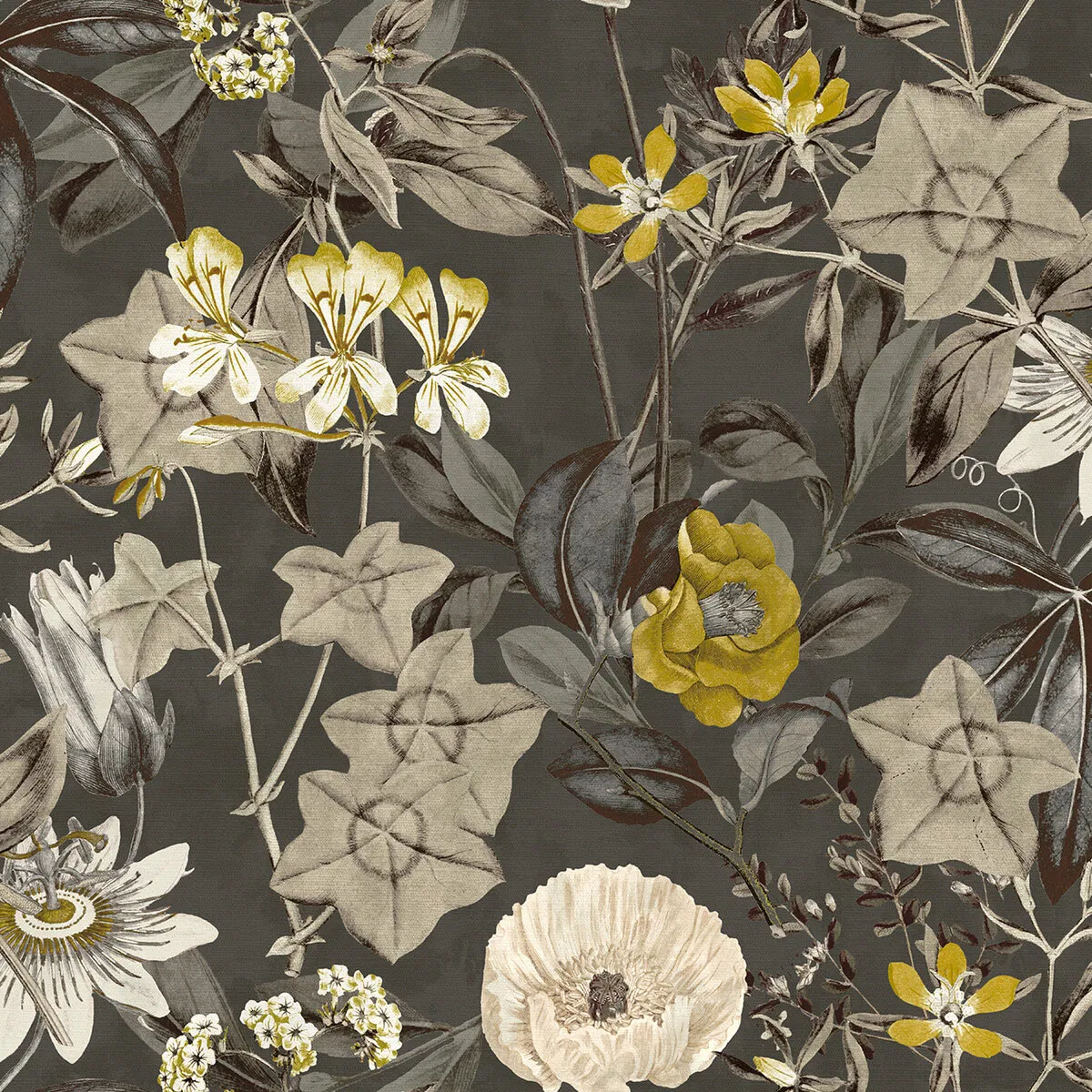 Clarke & Clarke Passiflora Charcoal Fabric
