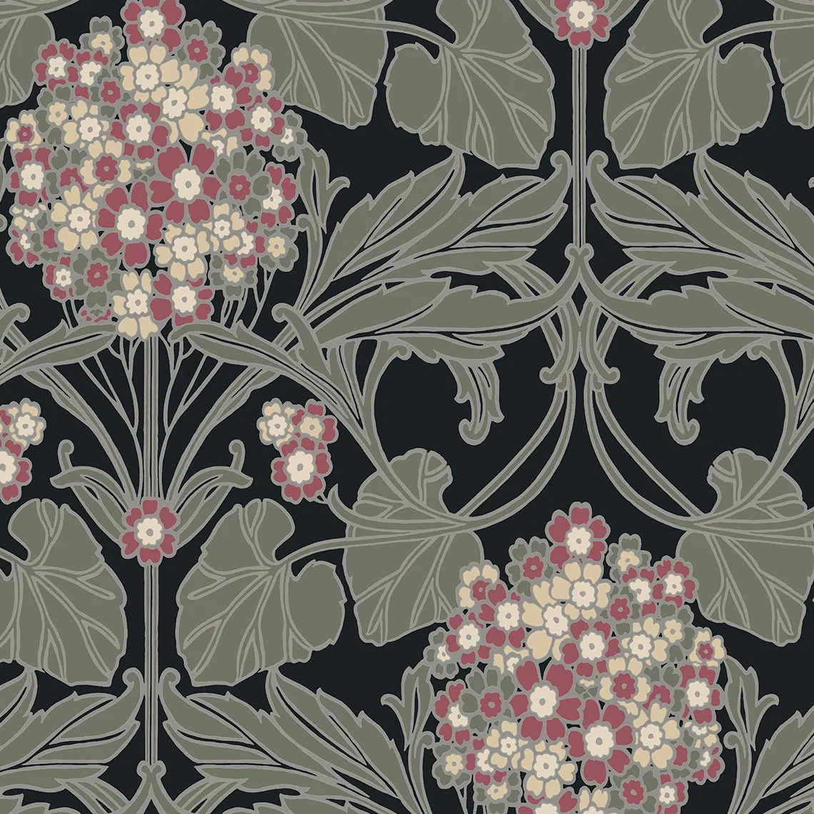 Seabrook Designs Floral Hydrangea Ebony & Rose Wallpaper