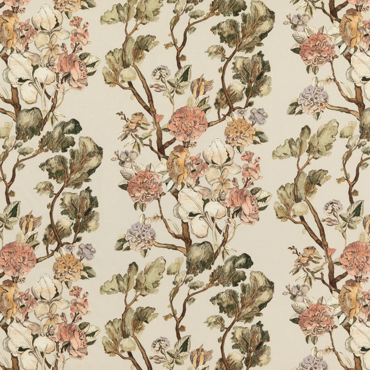 Mulberry Wild Side Coral/Green Fabric
