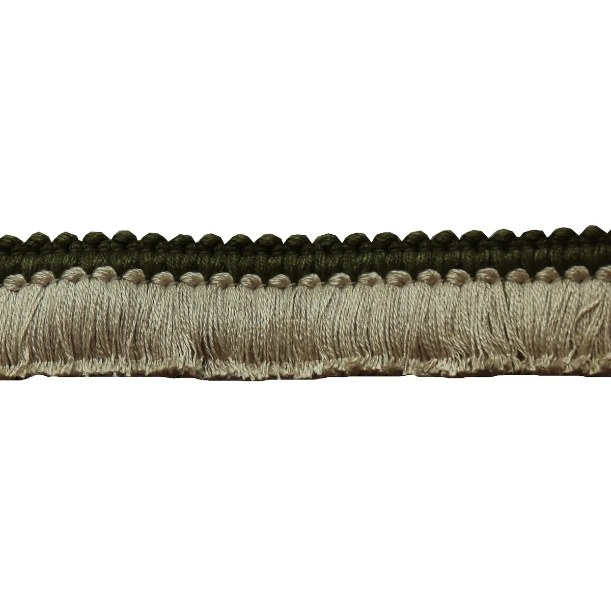 Lee Jofa Cut Ruche Two Green & Flax Brush Fringe Trim
