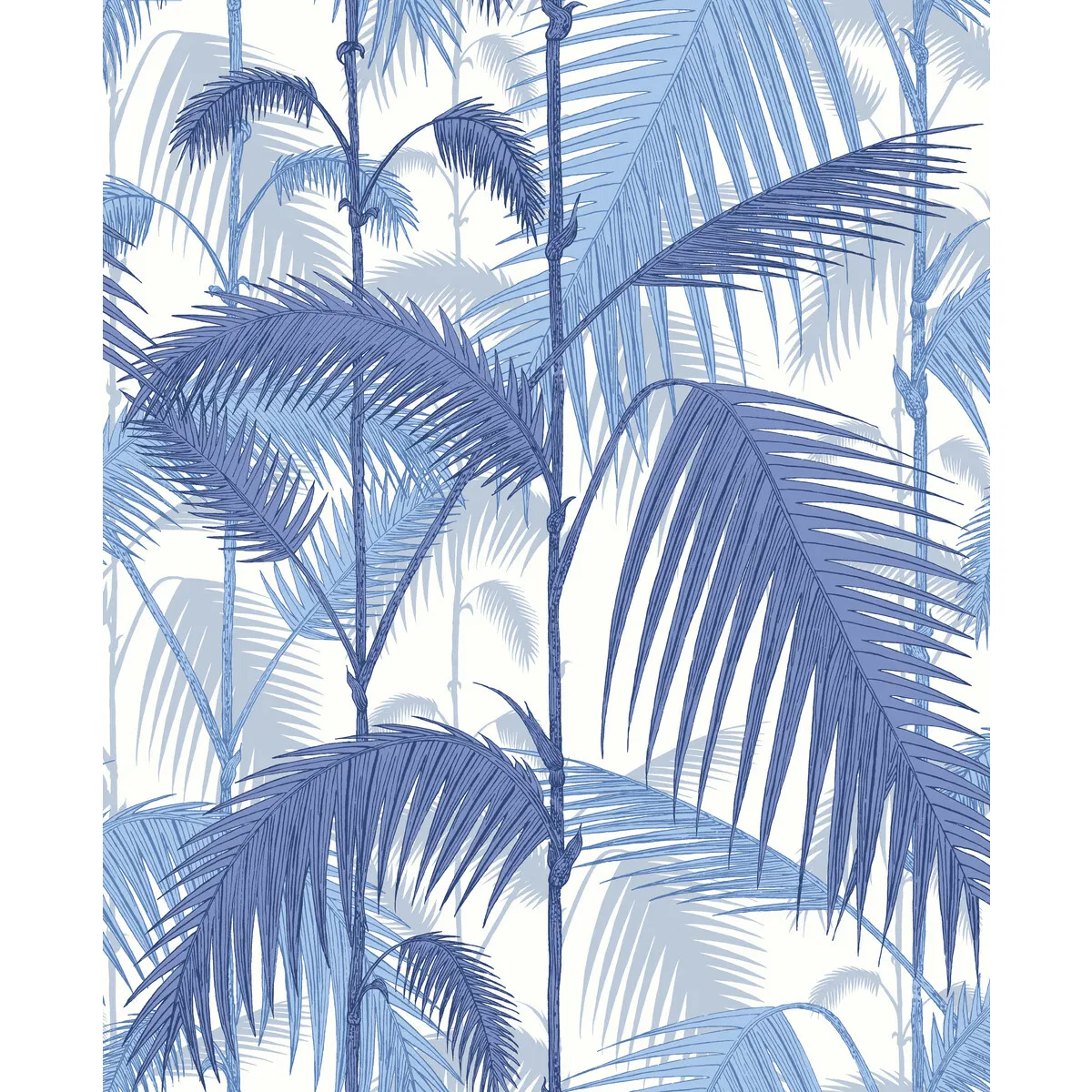 Cole & Son Palm Jungle Hyacinth On White Fabric