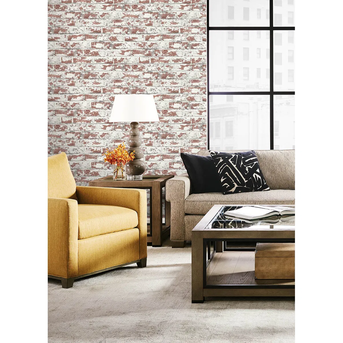 Lillian August Peel & Stick Soho Brick Terra Cotta Wallpaper