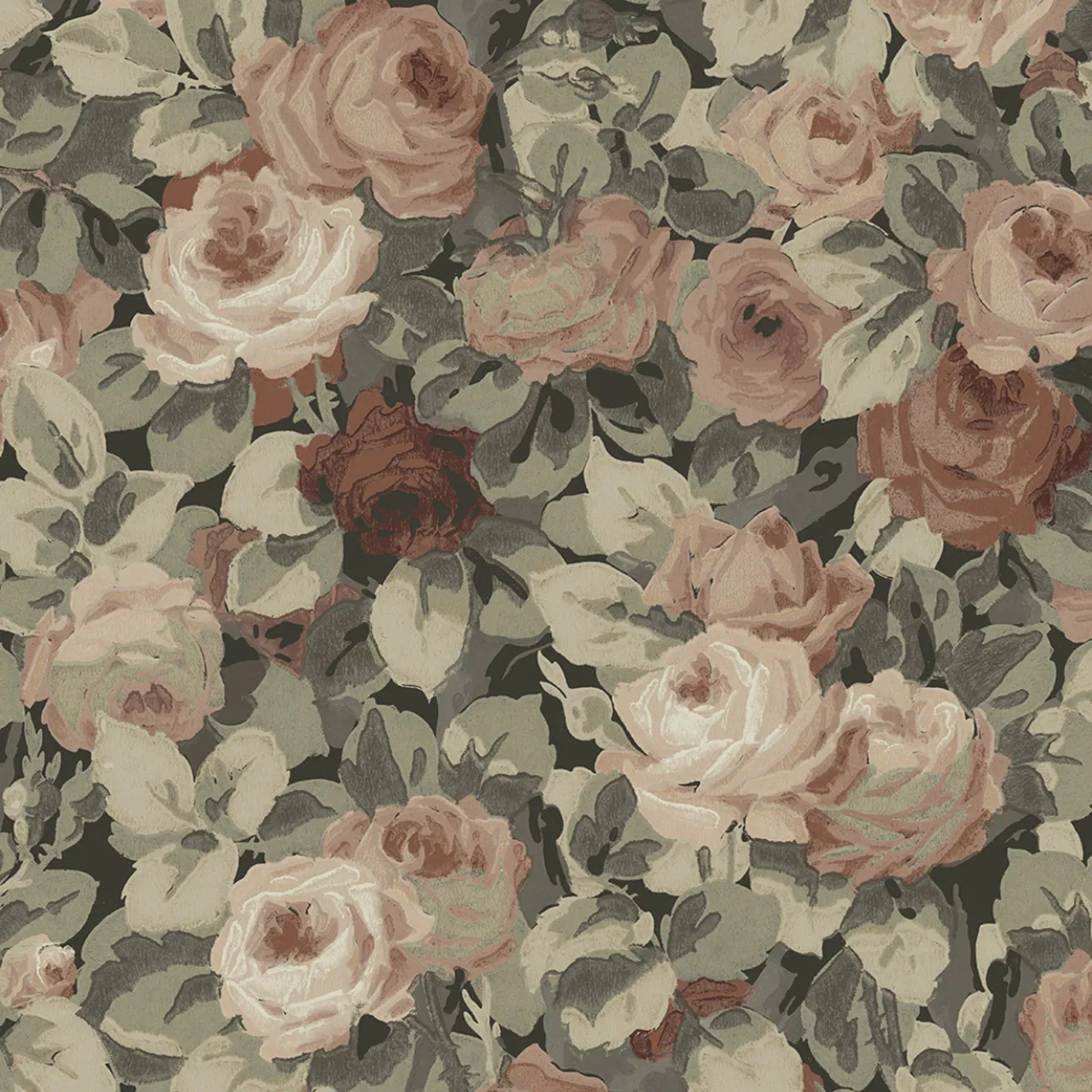 NextWall Peel & Stick Rose Garden Dusty Mauve & Ash Grey Wallpaper