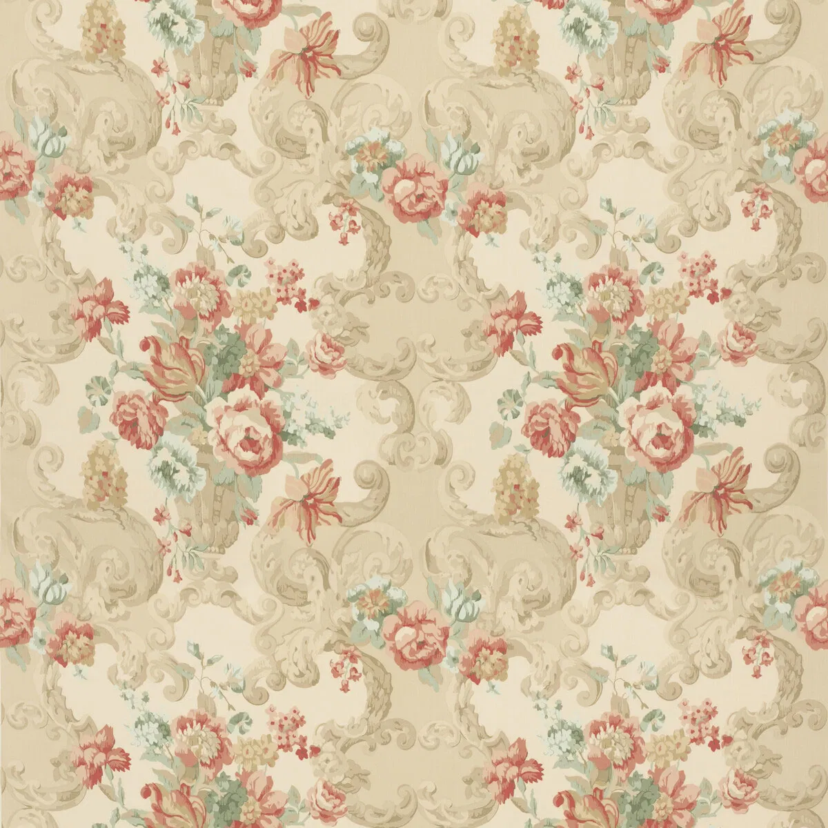 Mulberry Floral Rococo Lovat/Red Fabric
