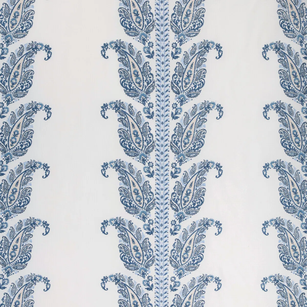Brunschwig & Fils Yara Paisley Embroidery Sky Fabric