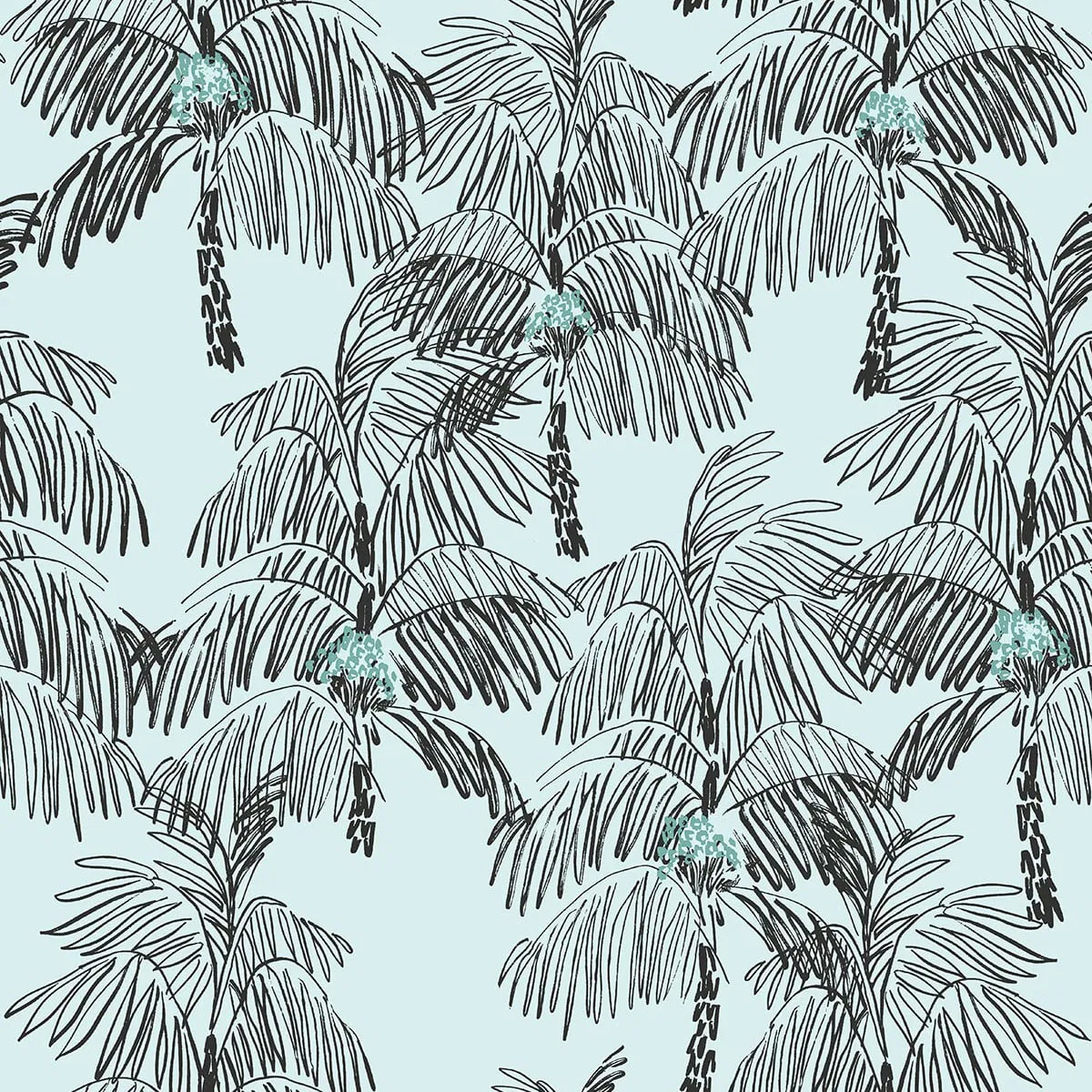 NextWall Peel & Stick Palm Beach Sky Blue & Black Wallpaper